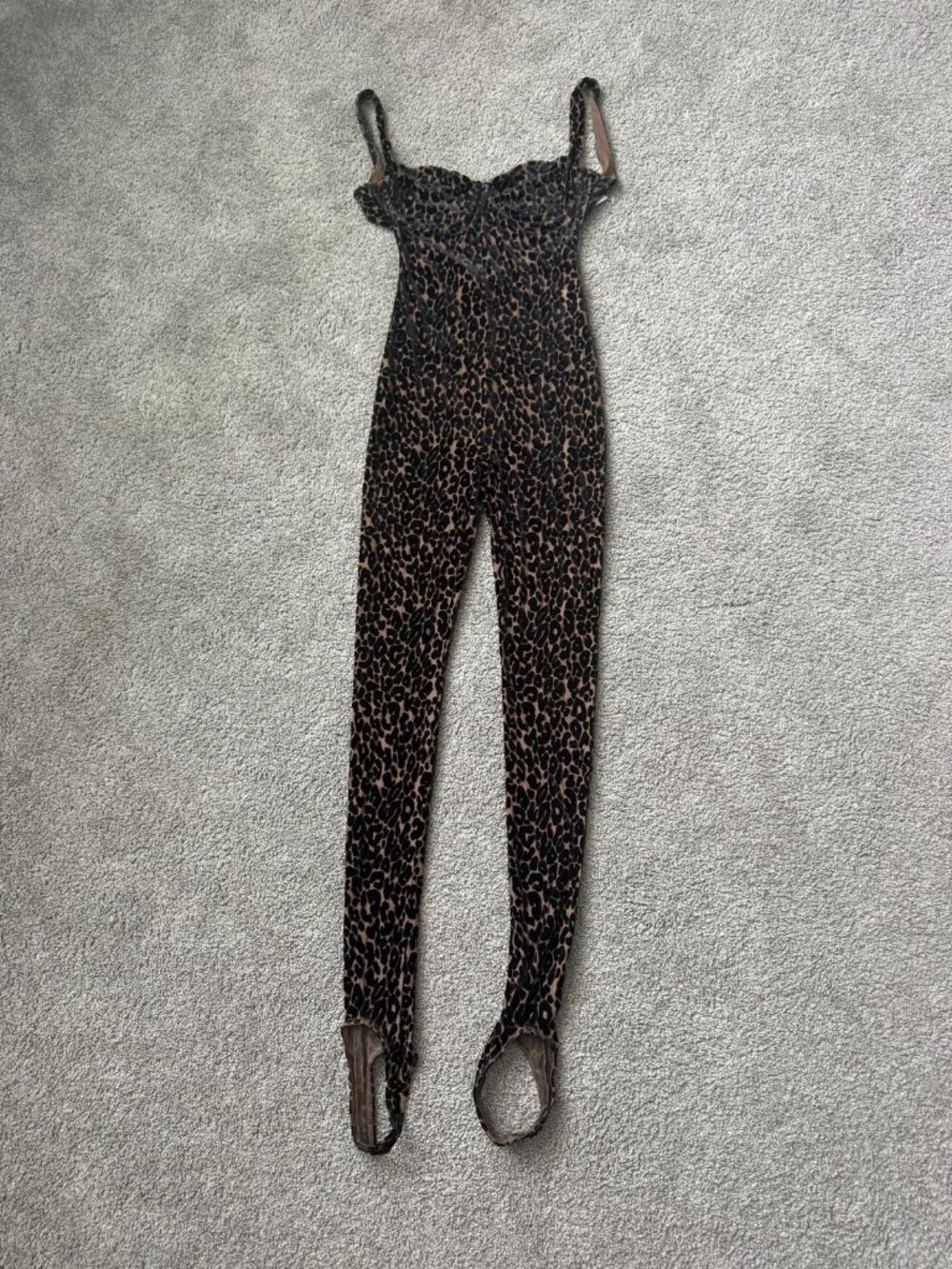 New Naked Wardrobe Leopard Print Stirrup Catsuit Bustier Top size S